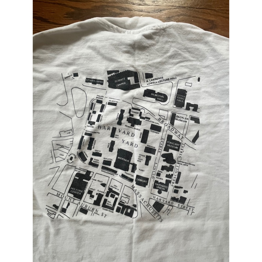 Vintage Hanes Beefy-T Harvard 1970 Reunion Yard Map Graphic T-Shirt Large USA